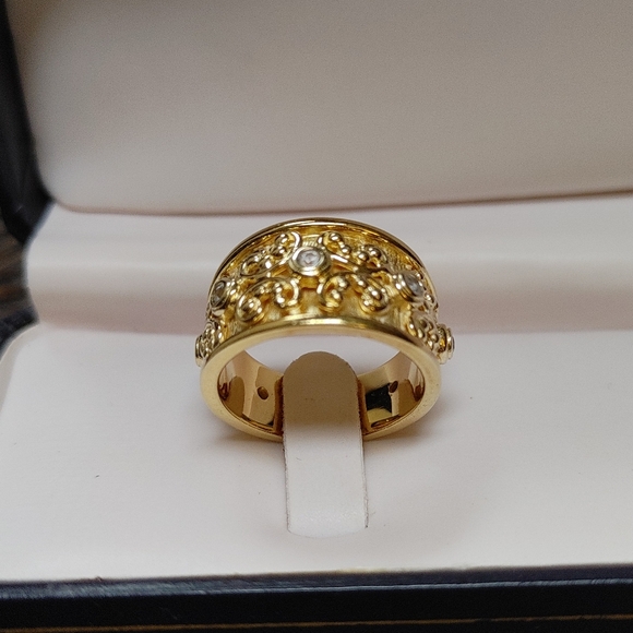 Gold Vermeil 925 Thailand Band Ring Byzantine Style Size 8 - Picture 8 of 15